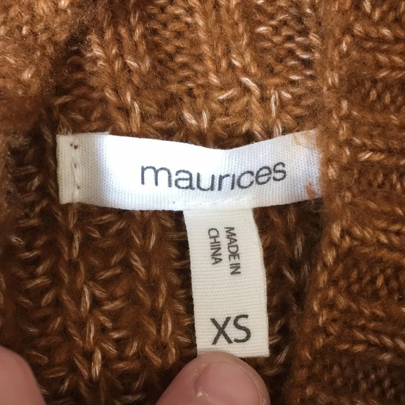 Maurices Caramel Brown Knit Mock Neck‎ Sweater Womens XS Cotton Acrylic Pullover - Picture 5 of 10